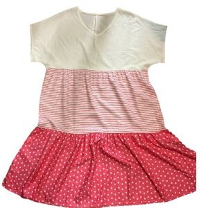 Pink polka dotted striped Dress